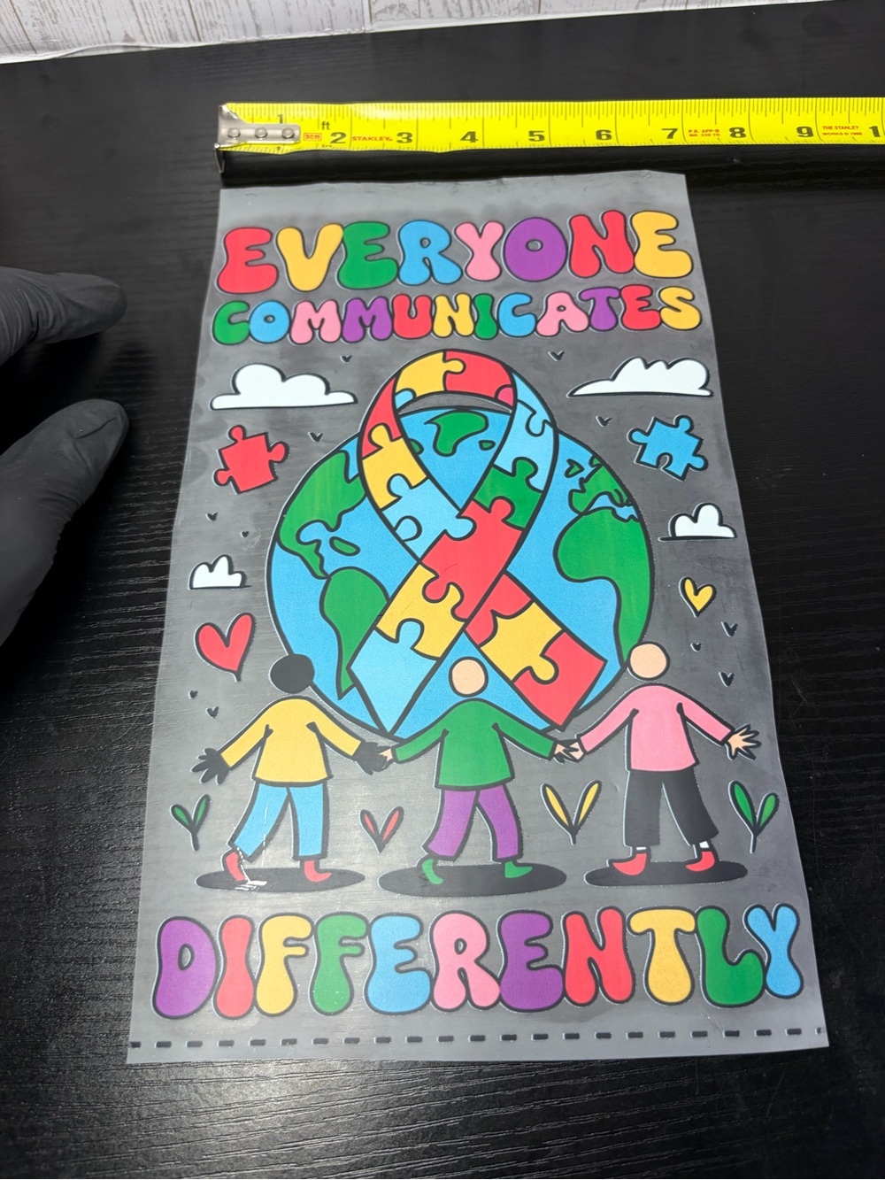 AUTISM “Everyone Communicates Differently” DTF TRANSFER SHEET (HOT PEEL)